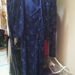 Gloria Vanderbilt blue sequined evening dress